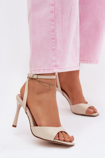 Damensandalen mit dünnen AbsätzenImitacji Skóry Beige Olissey 2