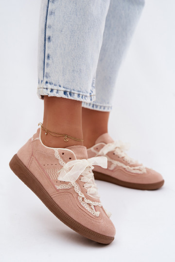 Sneakers Stilvollllschuhe Feminin mit Spitze pinke Farbe Ilrene