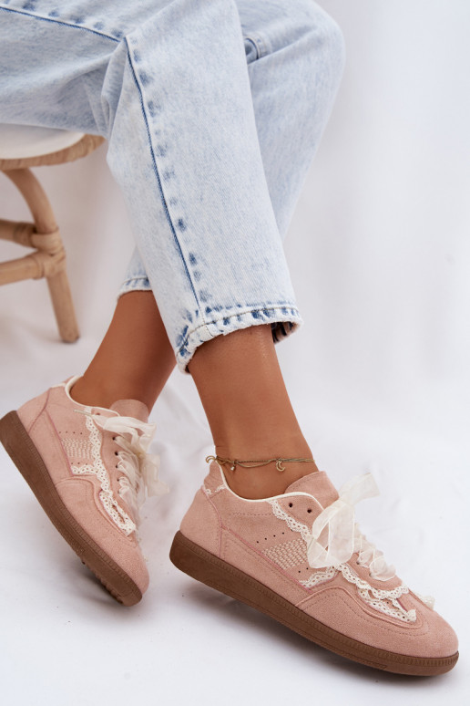 Sneakers Stilvollllschuhe Feminin mit Spitze pinke Farbe Ilrene