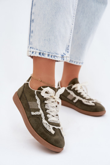 Sneakers Stilvollllschuhe Feminin mit Spitze grüne Farbe Ilrene 2