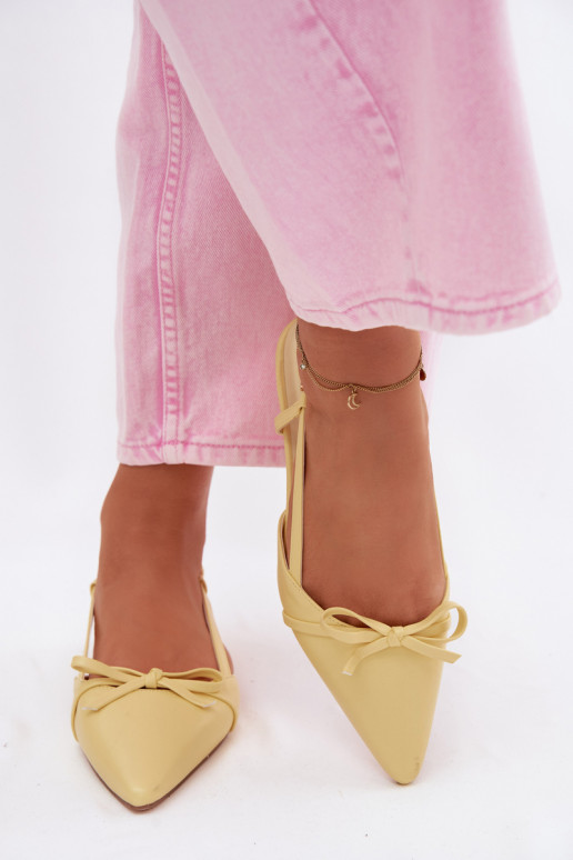 DamensandalenImitacji Skóry Auf niedrigem Absatz gelbe Farbe Jelmera