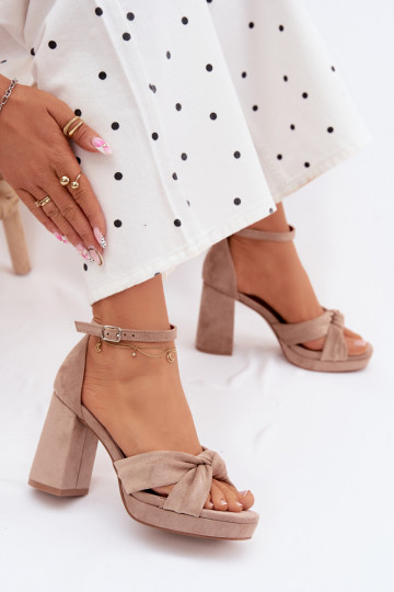 Damen-Sandalen mit hohen AbsätzenImitacji aus INildlederu Beige Rosetta