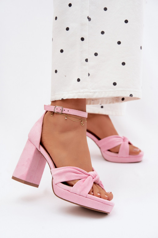 Rosa High-Heels Sandalen aus Kunstveloursleder Rosetta
