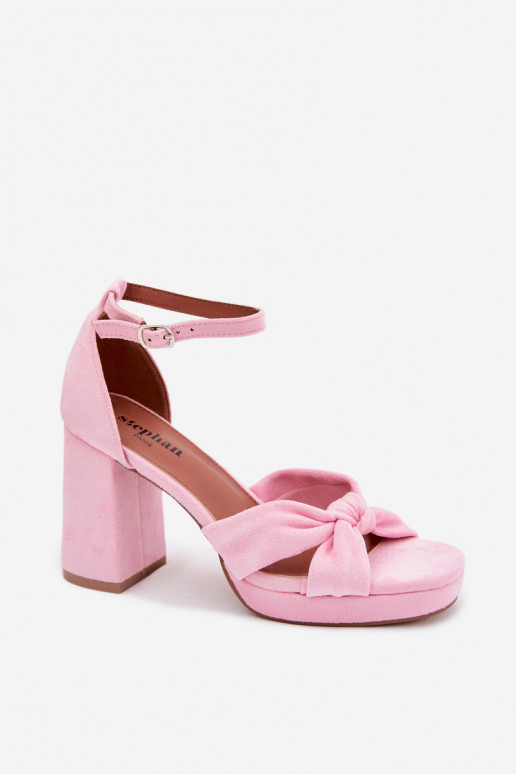 Rosa High-Heels Sandalen aus Kunstveloursleder Rosetta