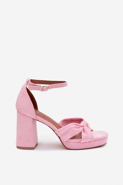 Rosa High-Heels Sandalen aus Kunstveloursleder Rosetta