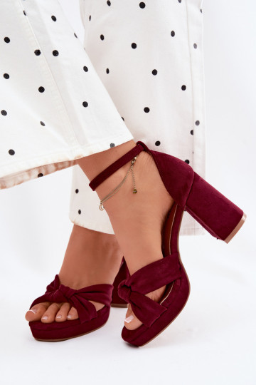 Damen-Sandalen mit hohen AbsätzenImitacji aus INildlederu Burgund Rosetta