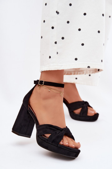 Schwarze High-Heels Sandalen aus Kunstveloursleder Rosetta 2