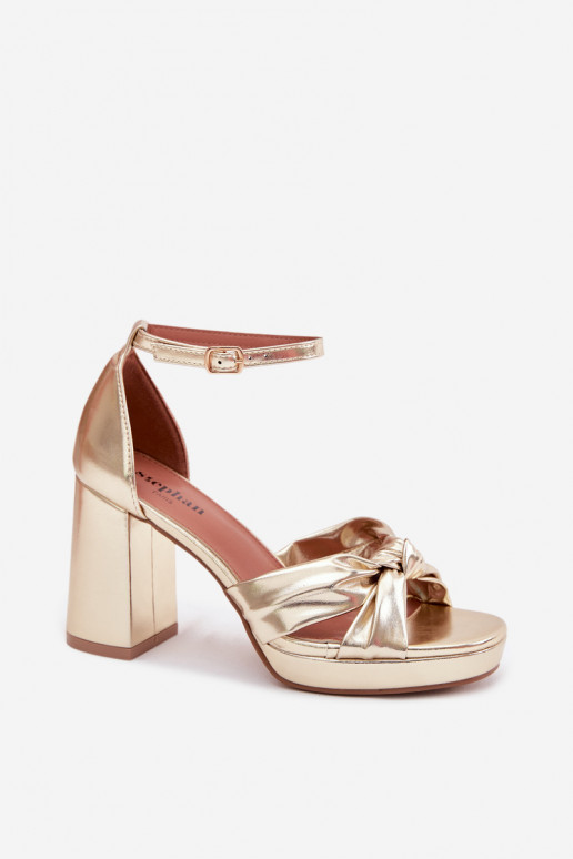 Goldene High-Heels Sandalen aus Kunstleder Rosetta