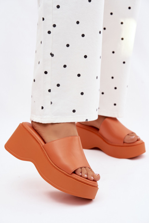 Damen orange Plattformslipper Virelia