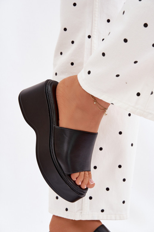 Damen schwarze Plattformslipper Virelia