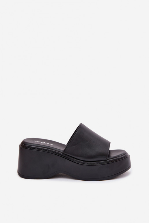 Damen schwarze Plattformslipper Virelia