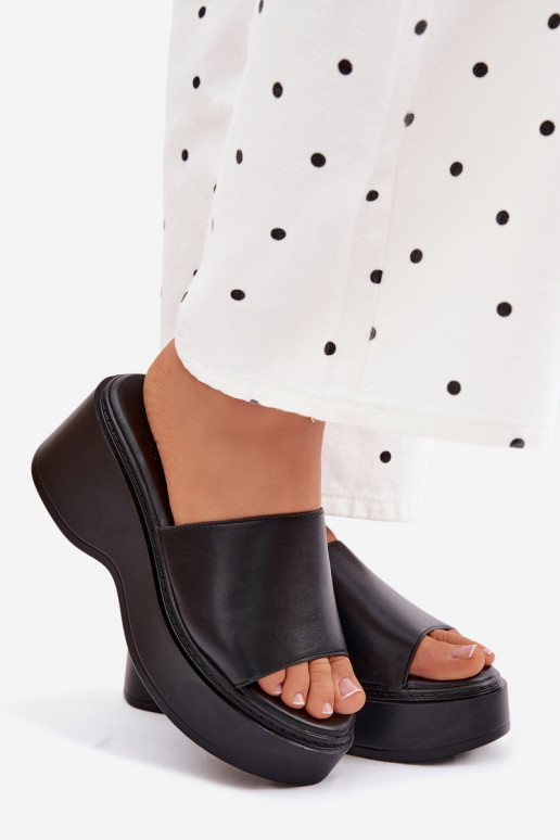 Damen schwarze Plattformslipper Virelia