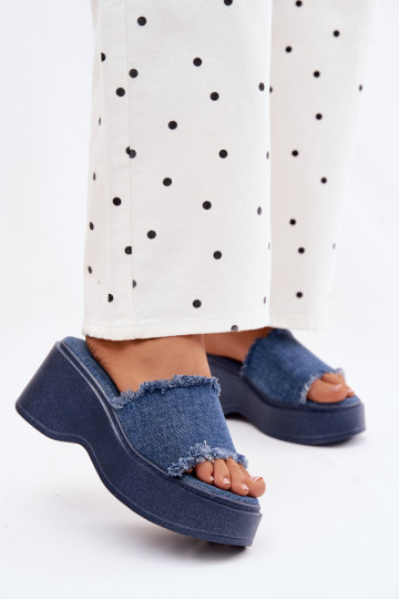 Damenhausschuhe mit einer Plattform Denim-Es mussterial Virelia 2