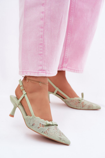 Schnürsandalen Feminin Ermöglicht obcasie mit Bändern grüne Farbe Es mussribelle 2