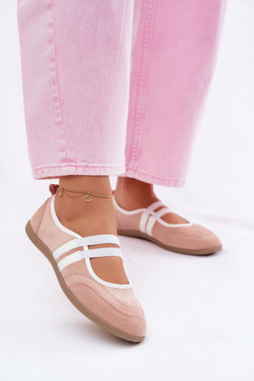 Rosa sportliche Ballerinas mit elastischen Riemen Donatella 2