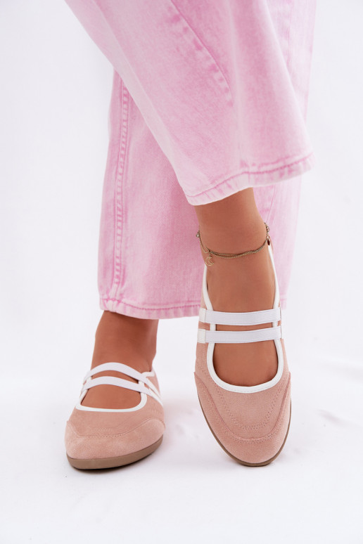 Rosa sportliche Ballerinas mit elastischen Riemen Donatella