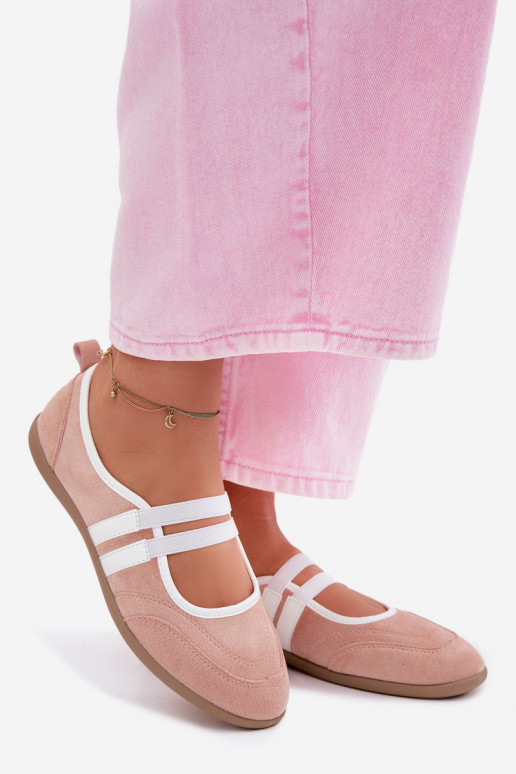 Rosa sportliche Ballerinas mit elastischen Riemen Donatella