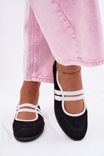 Schwarze sportliche Ballerinas mit elastischen Riemen Donatella