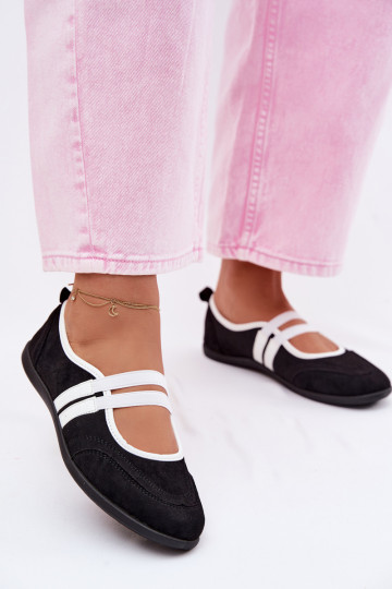 Ballerinas Sportlicher StilElastycznymi Paskami schZuarze Farbe Donatella 2