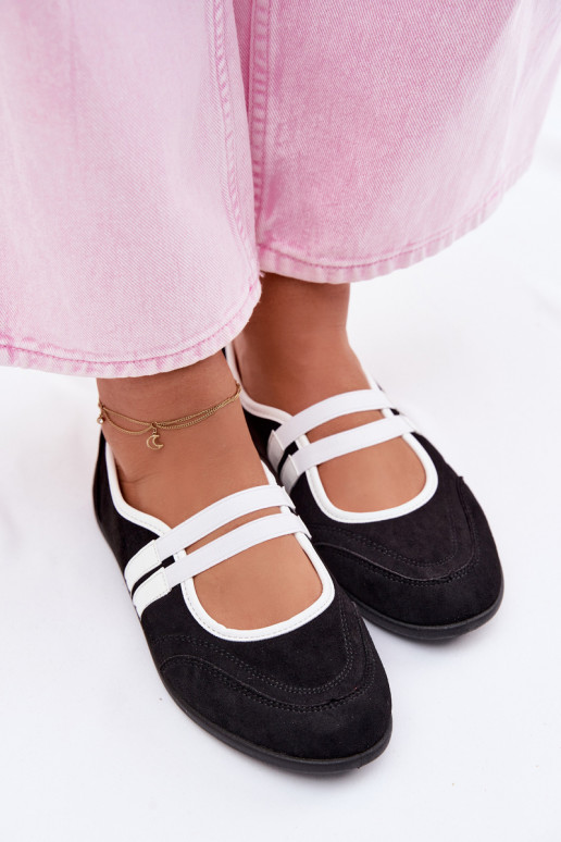 Schwarze sportliche Ballerinas mit elastischen Riemen Donatella