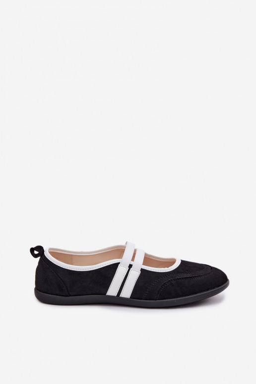 Schwarze sportliche Ballerinas mit elastischen Riemen Donatella