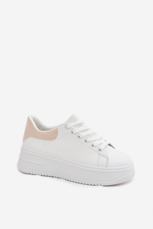 Sneakers Stilvollllschuhe Feminin mit einer PlattformImitacji Skóry INeiß-Beige Calinae