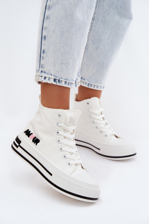 Weiße hohe Freizeitschuhe mit Plattform Liline