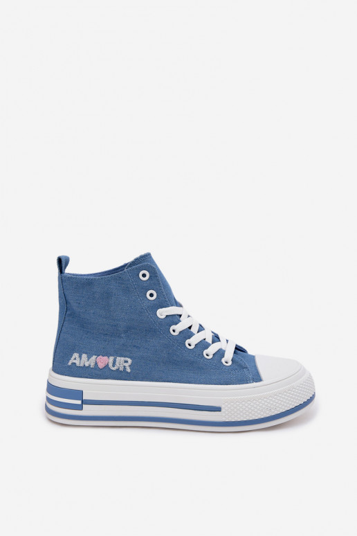 Blaue hohe Freizeitschuhe mit Plattform Liline
