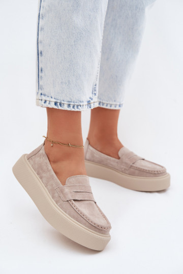 MokassinsErmöglichtturalnego aus INildlederu mit einer Plattform Vinceza 79594 Beige 2