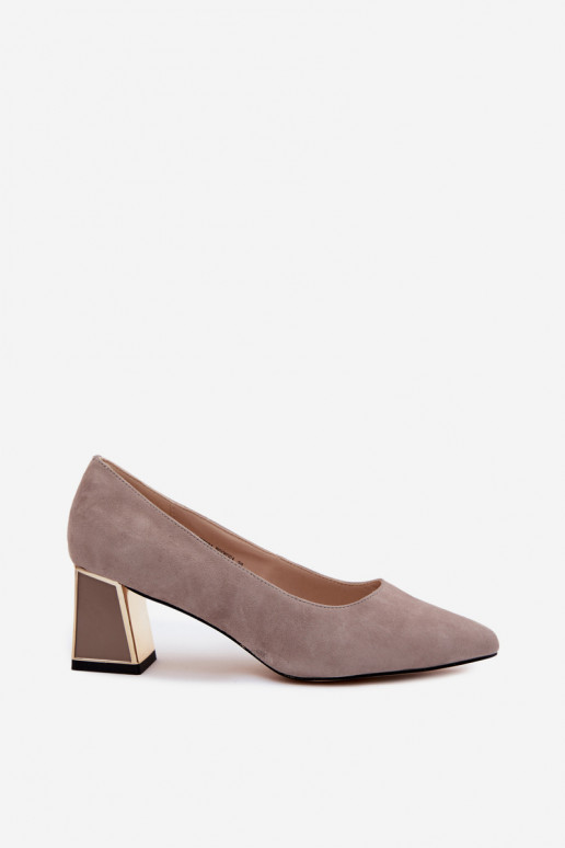 Sandfarbene Kunstveloursleder High Heels Vinceza 66921