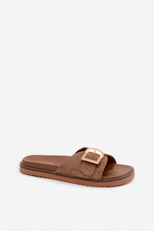 Damenhausschuhe mit goldenen Schnallen Beige Elviane