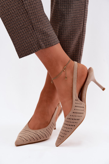 Durchbrochene Sandalen Feminin mit dünnen AbsätzenImitacji aus INildlederu Beige Torielle 2