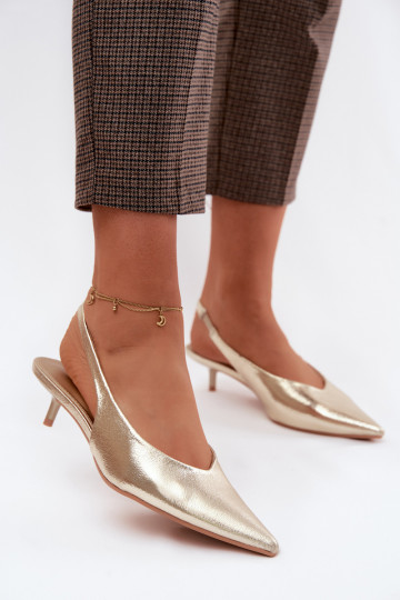 DamensandalenImitacji Skóry mit Absätzen goldene Farbe Averelle 2