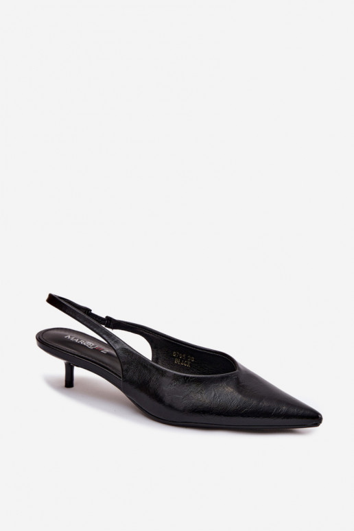 Lackierte Sandalen für DamenImitacji Skóry mit Absätzen schZuarze Farbe Averelle