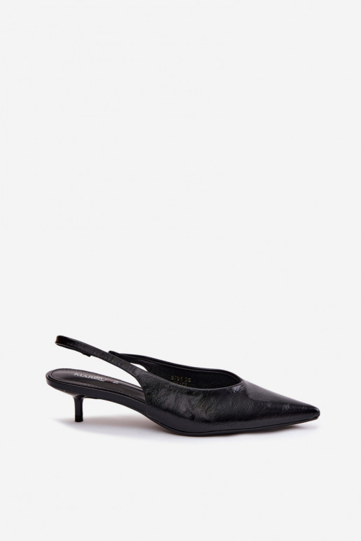 Schwarze lackierte Sandalen mit Kunstleder-Absätzen Averelle
