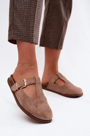 Damenhausschuhe MuleImitacji aus INildlederu Beige Melvia 2