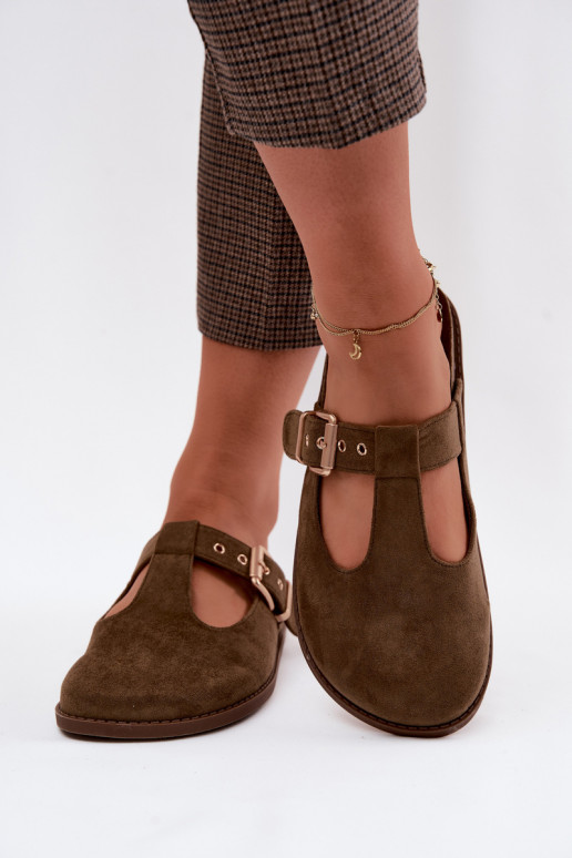 Damenhausschuhe MuleImitacji aus INildlederu Khaki-Farbe-Farbe Melvia