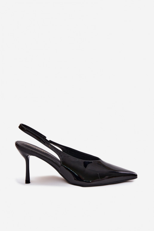 Lackierte High Heels aus schwarzem Kunstleder Norvra