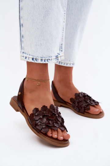 Damen-Sandalen mit breiten Absätzen Zazoo 40468 in Schokolade