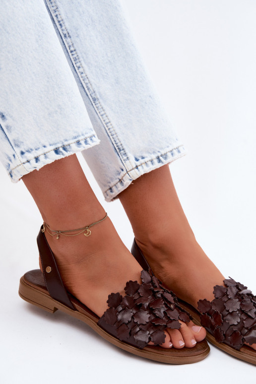 Damen-Sandalen mit breiten Absätzen Zazoo 40468 in Schokolade