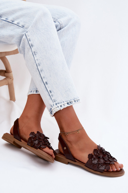 Damen-Sandalen mit breiten Absätzen Zazoo 40468 in Schokolade