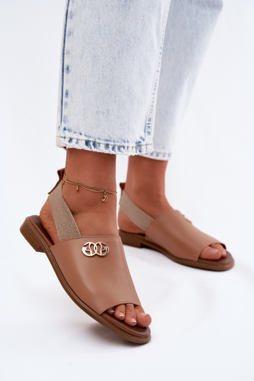 Damen-Sandalen in Gold mit Details Zazoo 40473 in Braun