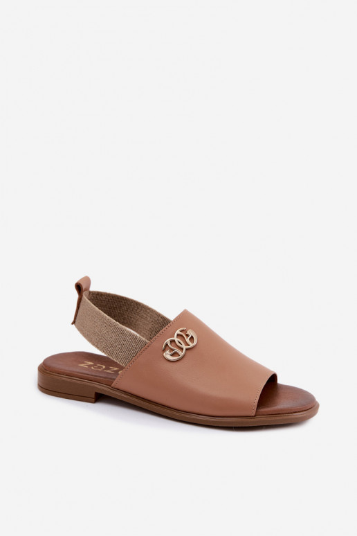 Damensandalen Ze goldene Farbem Detalem Zazoo 40473 braune Farbe