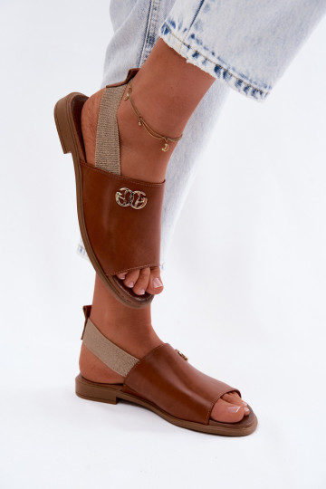 Damen-Sandalen in Gold mit Details Zazoo 40473 in Braun