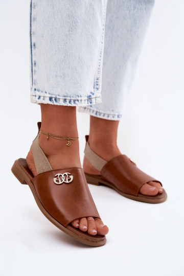 Damen-Sandalen in Gold mit Details Zazoo 40473 in Braun 2