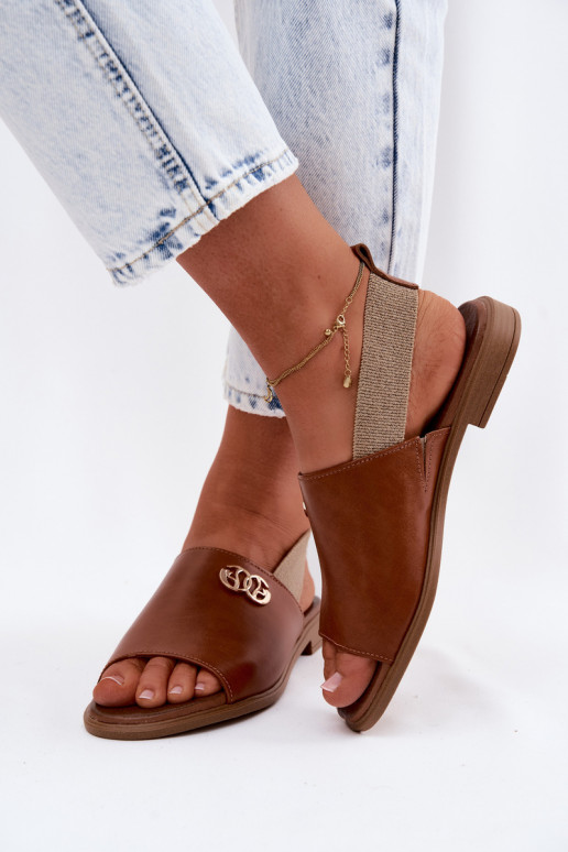 Damen-Sandalen in Gold mit Details Zazoo 40473 in Braun