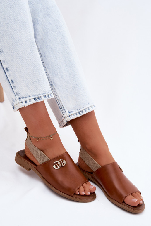 Damensandalen Ze goldene Farbem Detalem Zazoo 40473 braune Farbe