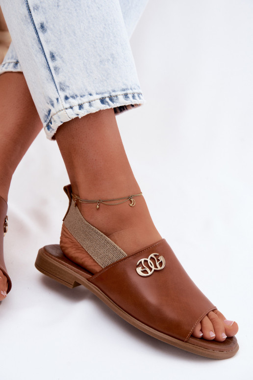 Damensandalen Ze goldene Farbem Detalem Zazoo 40473 braune Farbe