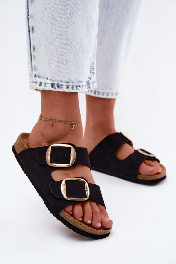 Damenhausschuhe Auf einer Korksohle mit Schnallen Lee Cooper LCIN-26-35-4455L schZuarze Farbe 2