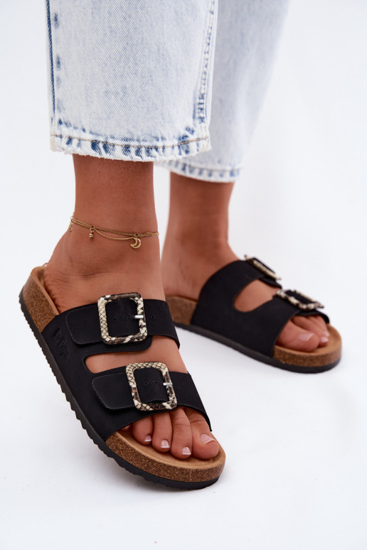 Damenhausschuhe mit Schnallen Lee Cooper LCIN-26-35-4450L schZuarze Farbe